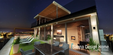 Kerti szauna tetőteraszon Kerti szauna tetőteraszon