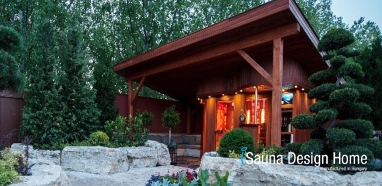 Szaunaház előtetővel Szaunaház előtetővel