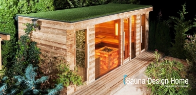 Kombinált szaunaház zöldtetővel Kombinált szaunaház zöldtetővel