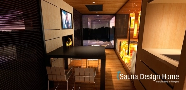 Luxus szaunaház fűtött terasszal Luxus szaunaház fűtött terasszal