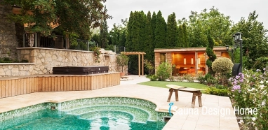 Wellness kert kombinált szaunaházzal Wellness kert kombinált szaunaházzal